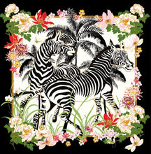 Load image into Gallery viewer, Hand Tufted Zebra Floral Designer Rug - 11x11 Black & White with Viscose Accents