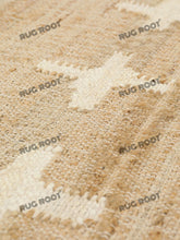 Load image into Gallery viewer, Handwoven Jute & Wool Rug with Cross Motif Pattern - Natural & Cream