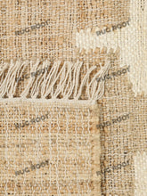 Load image into Gallery viewer, Handwoven Jute & Wool Rug with Cross Motif Pattern - Natural & Cream
