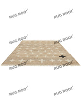 Load image into Gallery viewer, Handwoven Jute & Wool Rug with Cross Motif Pattern - Natural & Cream