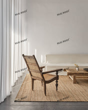 Load image into Gallery viewer, Natural Jute & Wool Rug with Cream Corner Accents | Minimalist Beige Rectangular Area Rug