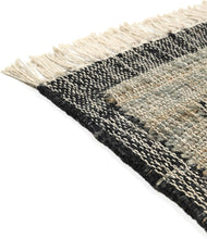 Load image into Gallery viewer, Handwoven Jute & Wool Rug with Geometric Pattern in Blue & Beige – Flatweave