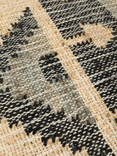 Load image into Gallery viewer, Handwoven Jute & Wool Rug with Geometric Pattern in Blue & Beige – Flatweave