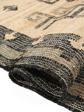 Load image into Gallery viewer, Handwoven Jute & Wool Rug with Geometric Pattern in Blue & Beige – Flatweave