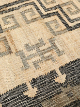 Load image into Gallery viewer, Handwoven Jute & Wool Rug with Geometric Pattern in Blue & Beige – Flatweave