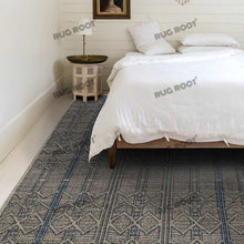 Load image into Gallery viewer, Handwoven Jute & Wool Rug with Intricate Panel Design - Grey & Charcoal
