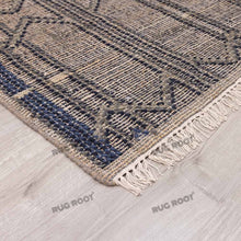 Load image into Gallery viewer, Handwoven Jute & Wool Rug with Intricate Panel Design - Grey & Charcoal