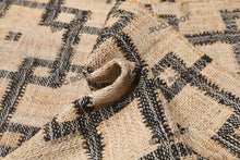 Load image into Gallery viewer, Handwoven Jute & Wool Rug with Interlocking Geometric Pattern - Natural & Black