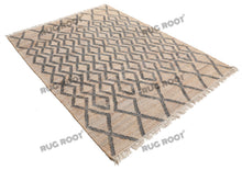 Load image into Gallery viewer, Handwoven Jute & Wool Rug with Diamond Lattice Pattern - Natural & Charcoal