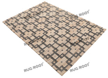 Load image into Gallery viewer, Handwoven Jute & Wool Rug with Interlocking Geometric Pattern - Natural & Black
