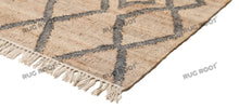 Load image into Gallery viewer, Handwoven Jute & Wool Rug with Diamond Lattice Pattern - Natural & Charcoal
