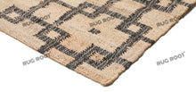 Load image into Gallery viewer, Handwoven Jute & Wool Rug with Interlocking Geometric Pattern - Natural & Black