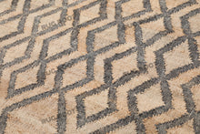 Load image into Gallery viewer, Handwoven Jute & Wool Rug with Diamond Lattice Pattern - Natural & Charcoal