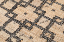 Load image into Gallery viewer, Handwoven Jute & Wool Rug with Interlocking Geometric Pattern - Natural & Black