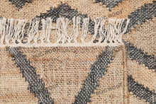 Load image into Gallery viewer, Handwoven Jute & Wool Rug with Diamond Lattice Pattern - Natural & Charcoal