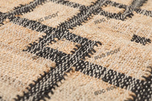 Load image into Gallery viewer, Handwoven Jute & Wool Rug with Interlocking Geometric Pattern - Natural & Black
