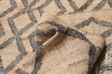 Load image into Gallery viewer, Handwoven Jute & Wool Rug with Diamond Lattice Pattern - Natural & Charcoal
