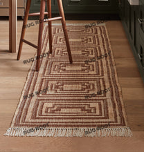 Load image into Gallery viewer, Handwoven Wool Rug with Terracotta & Beige Geometric Border Design