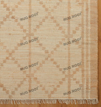 Load image into Gallery viewer, Handwoven Jute & Wool Rug with Subtle Diamond Pattern - Beige & Tan