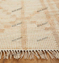 Load image into Gallery viewer, Handwoven Jute & Wool Rug with Subtle Diamond Pattern - Beige & Tan