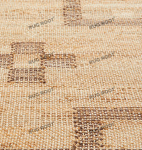 Load image into Gallery viewer, Handwoven Jute & Wool Rug with Geometric Cross Pattern - Natural & Beige