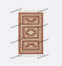 Load image into Gallery viewer, Handwoven Wool Rug with Terracotta & Beige Geometric Border Design