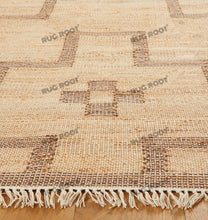 Load image into Gallery viewer, Handwoven Jute & Wool Rug with Geometric Cross Pattern - Natural & Beige