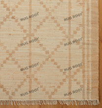 Load image into Gallery viewer, Handwoven Jute & Wool Rug with Subtle Diamond Pattern - Beige & Tan