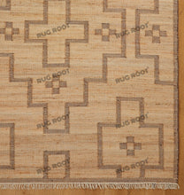 Load image into Gallery viewer, Handwoven Jute & Wool Rug with Geometric Cross Pattern - Natural & Beige