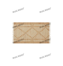 Load image into Gallery viewer, Handwoven Jute & Wool Rug with Subtle Diamond Pattern - Beige & Tan