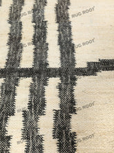 Load image into Gallery viewer, Handwoven Wool Rug with Minimalist Striped Border Design - Ivory & Charcoal