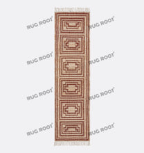 Load image into Gallery viewer, Handwoven Wool Rug with Terracotta & Beige Geometric Border Design
