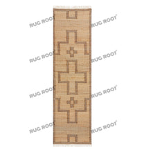 Load image into Gallery viewer, Handwoven Jute & Wool Rug with Geometric Cross Pattern - Natural & Beige