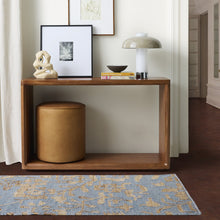 Load image into Gallery viewer, Handwoven Jute & Wool Flatweave Rug, Floral Design in Soft Blue & Beige, Ideal for Living Room, Bedroom & Entryway