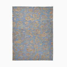 Load image into Gallery viewer, Handwoven Jute & Wool Flatweave Rug, Floral Design in Soft Blue & Beige, Ideal for Living Room, Bedroom & Entryway