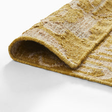 Load image into Gallery viewer, Golden Floral Handwoven Wool Rug with Intricate White Motif Design