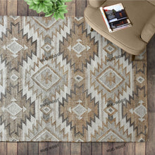 Load image into Gallery viewer, Handwoven Southwestern-Inspired Wool Rug with Geometric Diamond Pattern in Neutral Tones