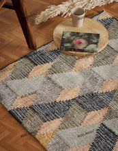 Load image into Gallery viewer, Geometric Wool & Jute Rug with 3D Cube Pattern - Multi-Tone Earthy Palette