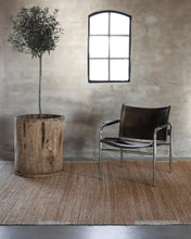 Load image into Gallery viewer, Handwoven Jute & Hemp Rug with Minimalist Block Border | Natural & Cream