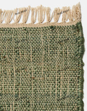 Load image into Gallery viewer, Handwoven Jute & Wool Rug with Modern Block Pattern - Earthy Green & Beige