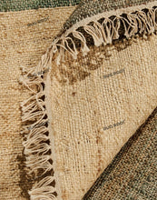 Load image into Gallery viewer, Handwoven Jute & Wool Rug with Modern Block Pattern - Earthy Green & Beige
