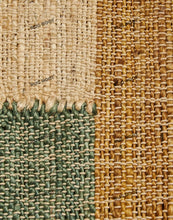 Load image into Gallery viewer, Handwoven Jute & Wool Rug with Modern Block Pattern - Earthy Green & Beige