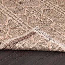 Load image into Gallery viewer, Handwoven Jute & Wool Rug with Geometric Diamond Panel Design - Beige & Terracotta