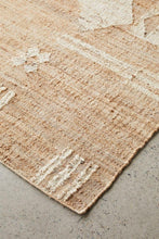 Load image into Gallery viewer, Handwoven Jute & Wool Rug with Geometric Tribal Design in Beige & Ivory – Flatweave