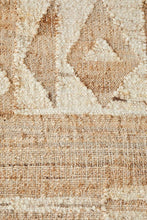 Load image into Gallery viewer, Handwoven Jute & Wool Rug with Geometric Tribal Design in Beige & Ivory – Flatweave