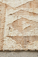 Load image into Gallery viewer, Handwoven Jute & Wool Rug with Geometric Tribal Design in Beige & Ivory – Flatweave