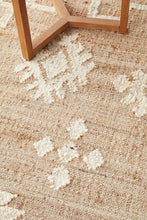 Load image into Gallery viewer, Handwoven Jute & Wool Rug with Tribal Geometric Pattern in Natural & Ivory – Flatweave