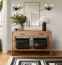 Load image into Gallery viewer, Handwoven Wool Rug with Bold Geometric Border Design - Black & White