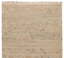 Load image into Gallery viewer, Handwoven Jute & Wool Rug with Tribal Chevron and Geometric Patterns - Beige & Natural
