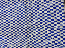 Load image into Gallery viewer, Geometric Moroccan Art | Handwoven Blue and White Checkered Beni Ourain Rug